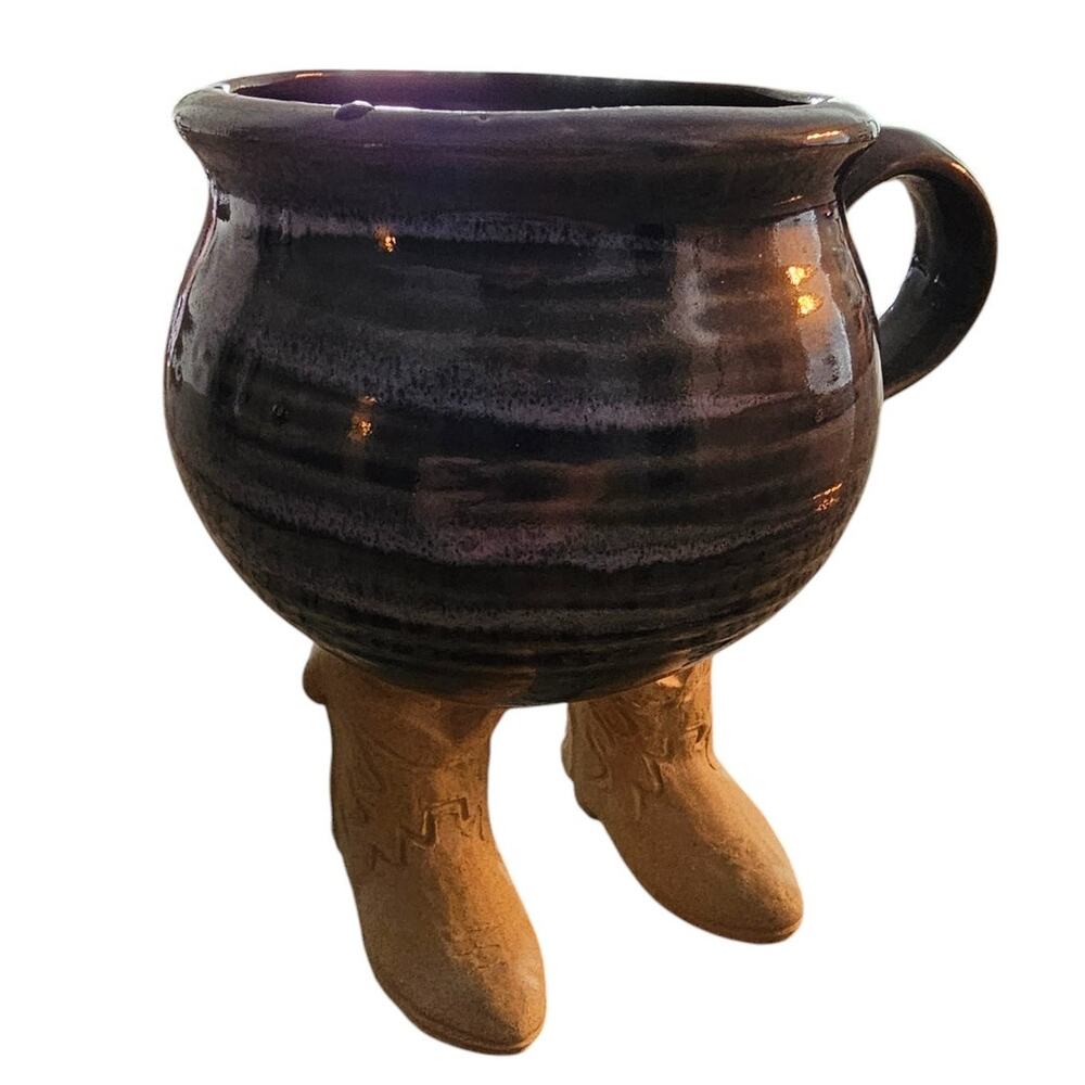 VTG 1994 Muddy Waters Cowboy Boot Ceramic Cup Art Pottery Mug 5" Rodeo